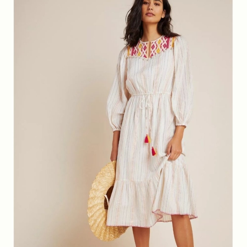 NWT Anthropologie Saylor Embroidery Seashell Dress